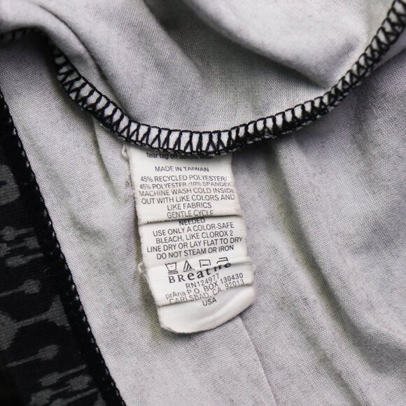 Prana Printed Twist‎ Front Faux Wrap Dress 3/4 Sleeve V-Neck Knee Length Grey S - Picture 5 of 5